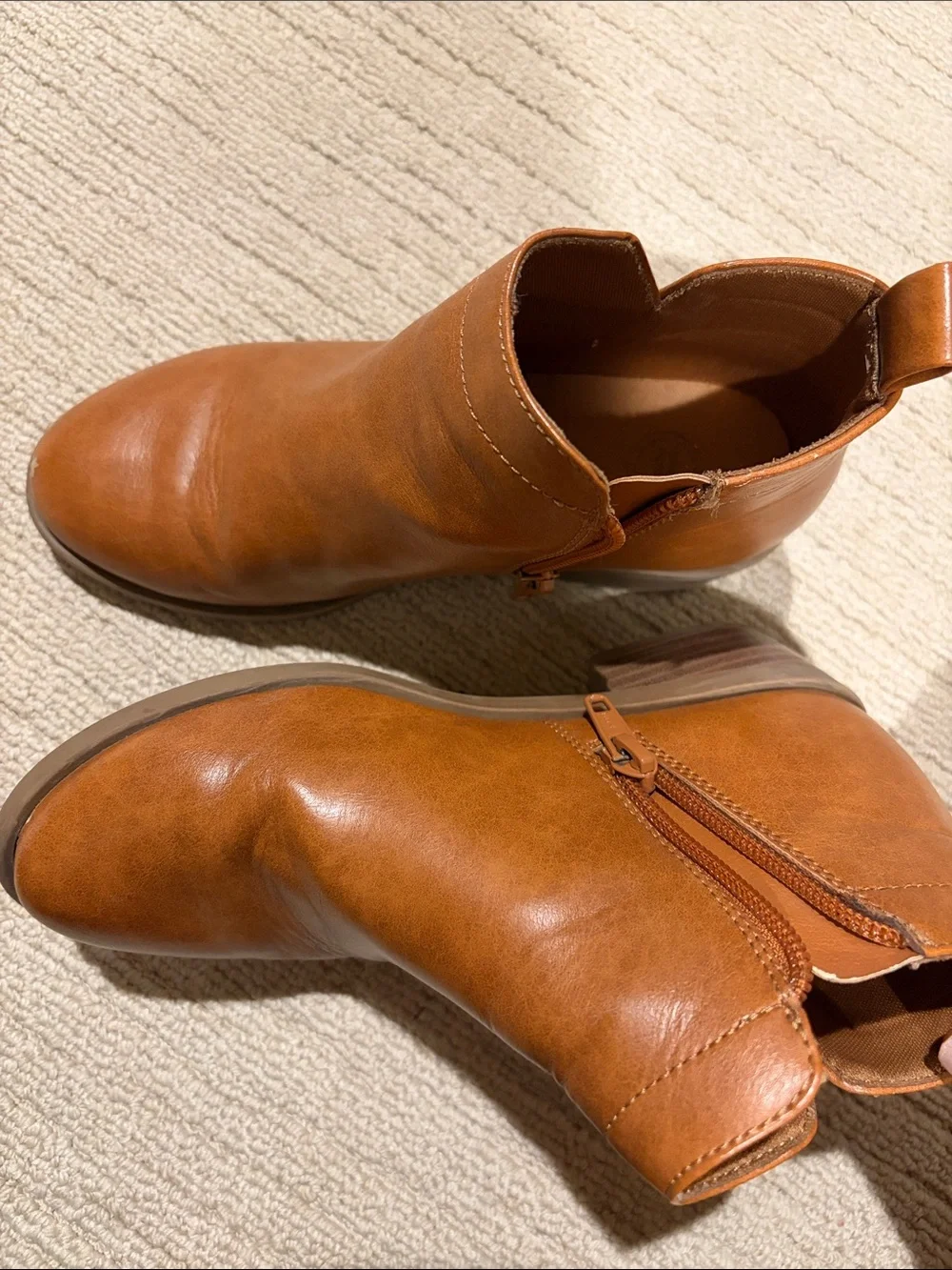 wonder nation Kids Tan Brown Ankle Boots with Side Zip